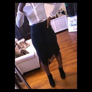 Vintage Black Fringe Skirt